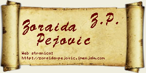 Zoraida Pejović vizit kartica